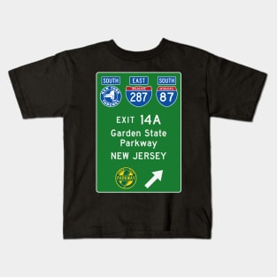 New York Thruway Southbound Exit 14A: Garden State Parkway New Jersey Kids T-Shirt